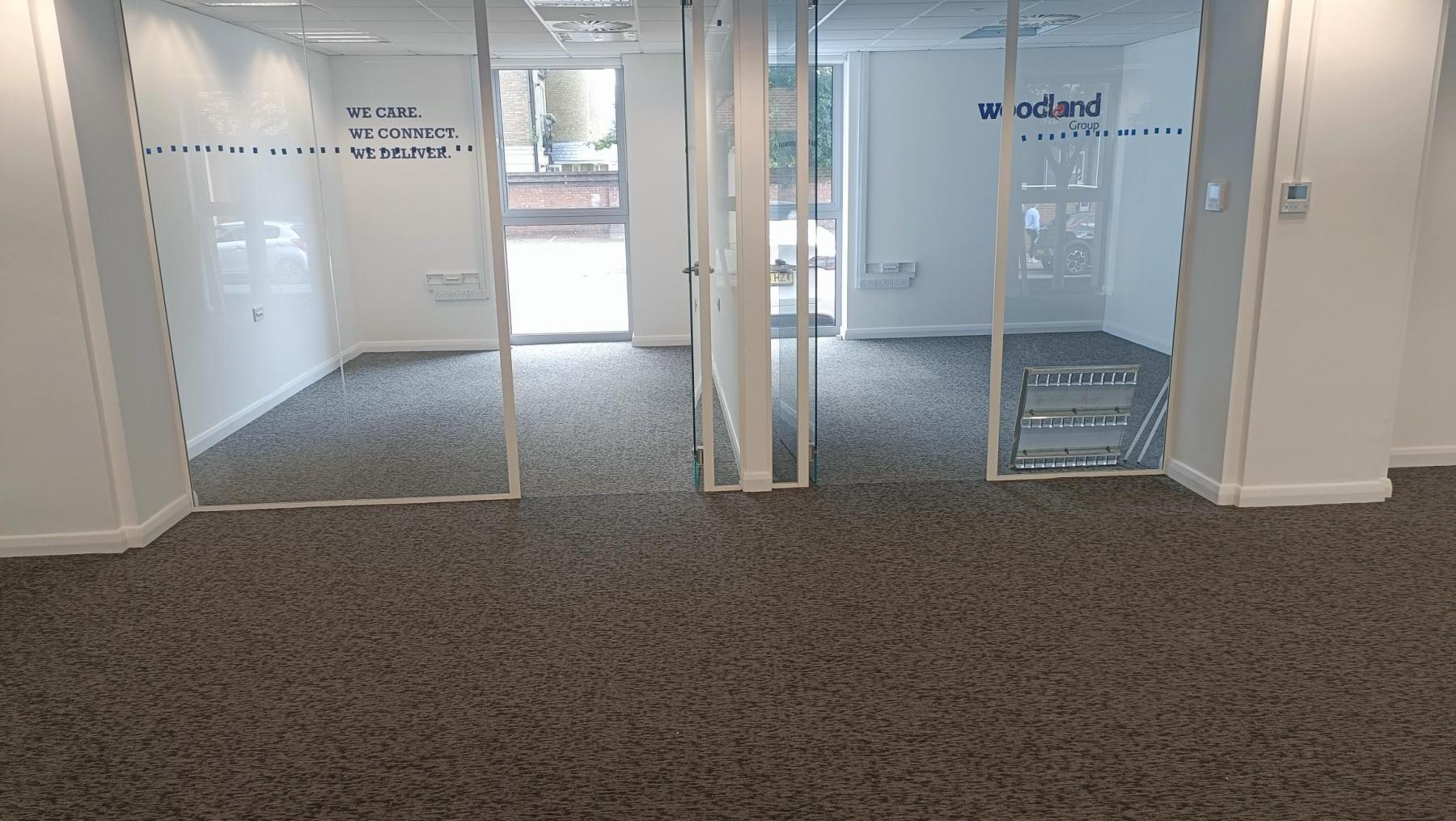 Carpet tile project completed for Woodlands Transport Carpet tiles installed to office in Chelmsford